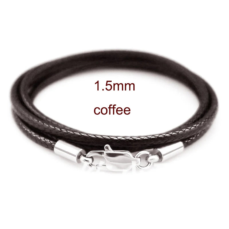 Braided Leather Cord for DIY Lanyard Pendant Necklace Making String Rope Thread Jewelry Making Stainless Steel Lobster Clasp
