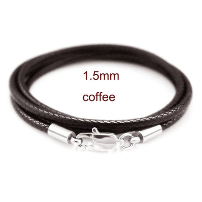 Braided Leather Cord for DIY Lanyard Pendant Necklace Making String Rope Thread Jewelry Making Stainless Steel Lobster Clasp