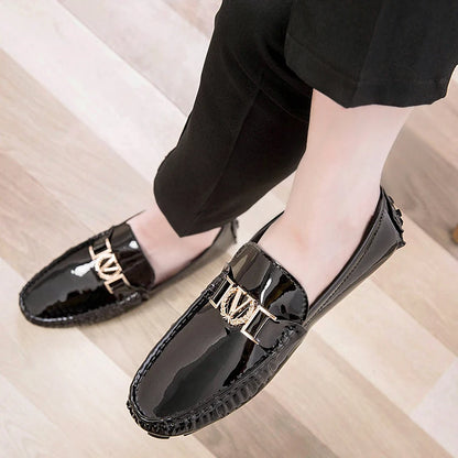 Men's Loafers for Spring and Summer, Slip-On Shoes, Korean Style Trendy Patent Leather Men's Shoes, Low-Top Lazy Shoes, Casual Shoes, Handmade