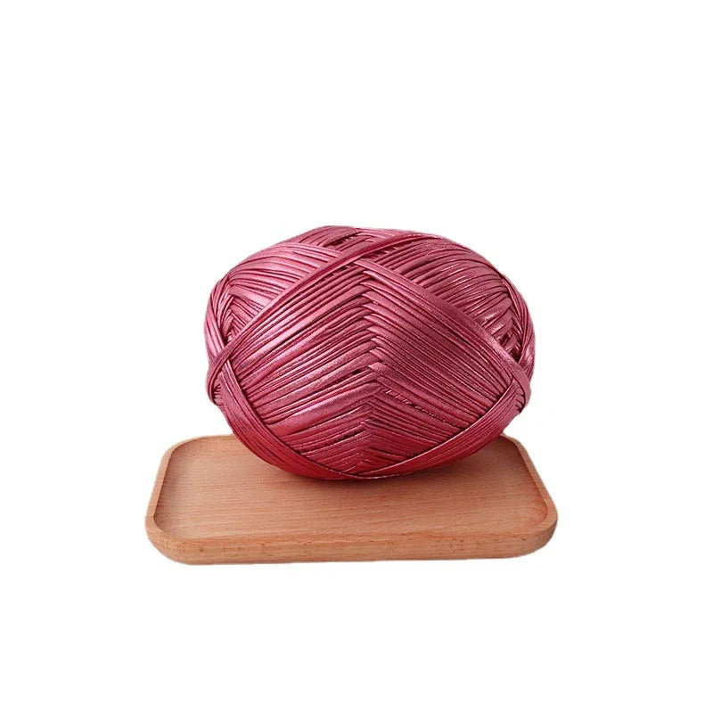 200g  Advanced customized metal texture strip thread handmade DIY woven bag material luminous bright leather material