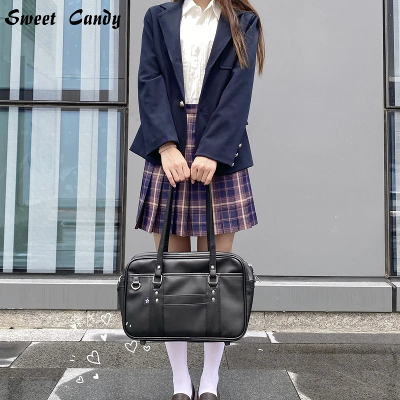 Briefcase High Students Bag Schoolbags Shoulder Bags 14-16 Inch Laptop Bag's Messenger Bags Office Handbag PU Leather Tote Bag
