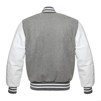 Men's Jackets Leather Sleeve Wool Blend Baseball Letterman Jackets Casual Coat Jackets