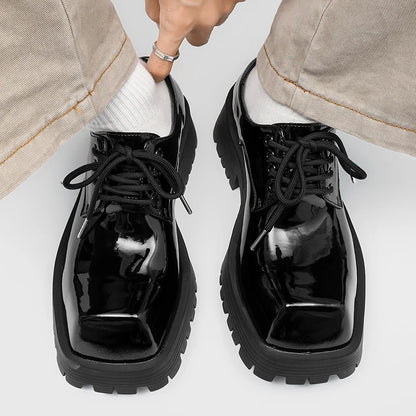 Men's thick soled leather shoes Luxury designer style Work Business Office fashion party 38-46 Casual lace up derby shoes