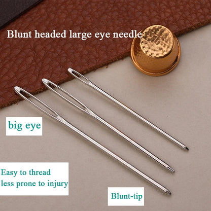1set Leather Heavy Duty Sewing Kit Large-Eye Needles Upholstery Repair Tools Sewing Kit with Needles Thread for DIY Craft Tools