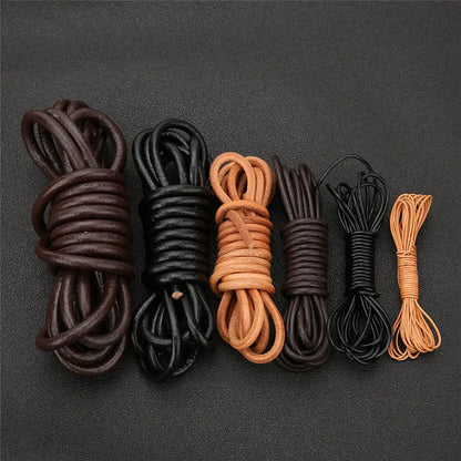 2meters 1 2 3 4 5 6 8 mm Leather Cord Thread Round Real Leather Rope Bracelet String For Diy Jewelry Making Necklace Accessories