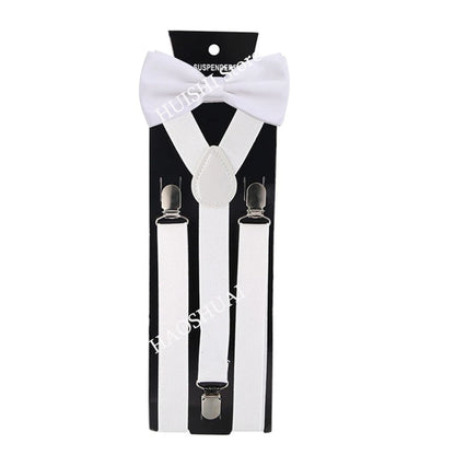 Suspenders Man Bowtie Solid Color Elastic PU Leather Suspenders For Man Belt Adjustable Straps For Wedding Bow Tie Accessories