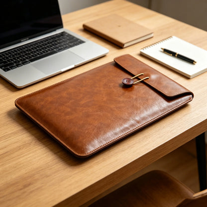 Ultra Lightweight And Soft PU Leather Retro 13/14/15/16 Inch Laptop Bag With Non-magnetic Buttons Suitable For MacBook Air Pro