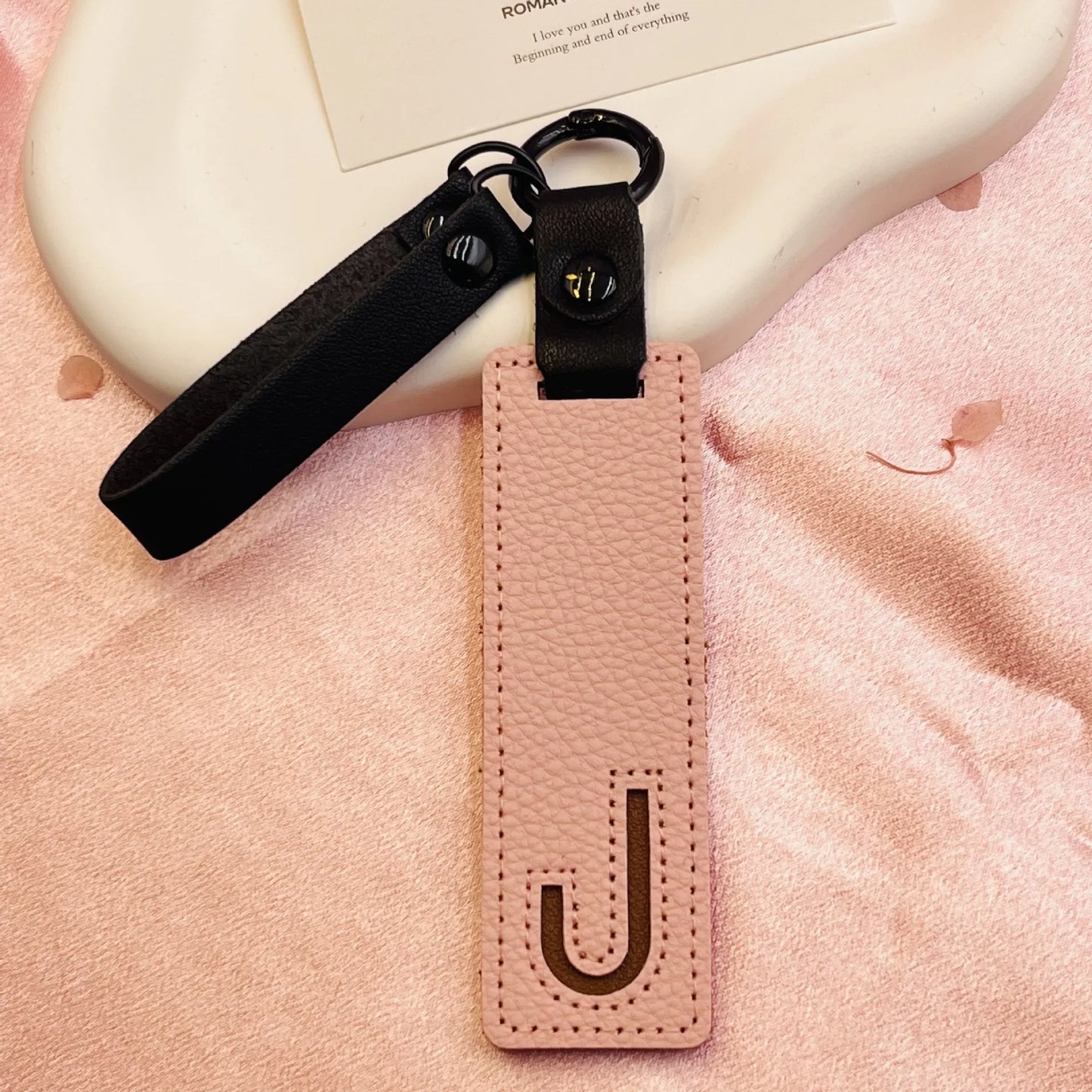 Accessory Display Hook Making Supplies Key Ring Pendant Keychain Accessories Keyring Holder Charm Gift 26 Letters Leather