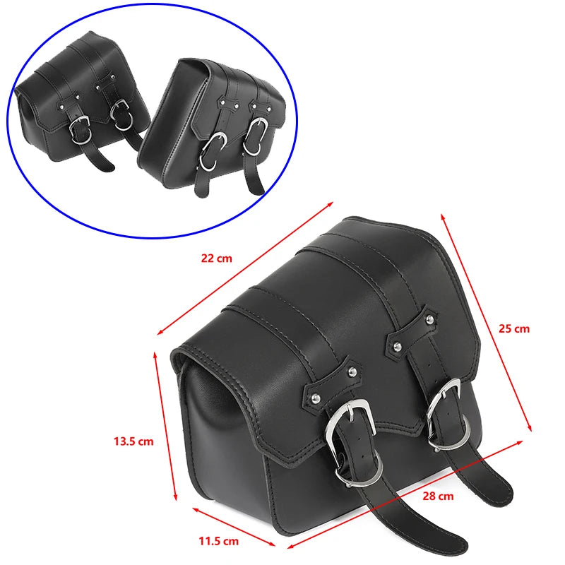 1 Pair Motorcycle Saddlebags with Cup Holder Panniers Rear Side Bags Luggage Storage PU Leather Large Capacity Waterproof