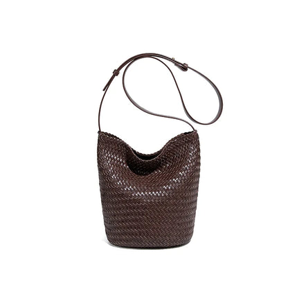 Women's Bag Handbag Designer Luxury Woven Bag Knitting Handmade Bag PU Leather Shoulder Bucket Bag for Casual Stylish Ladies