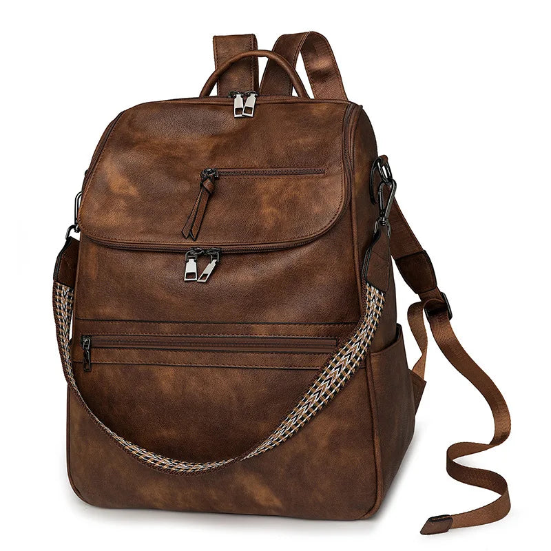 New 2026 Women Large Leather Laptop Backpack 15.6 Inch Waterproof Casual Fashion Business Retro Travel Shoulder bags for College