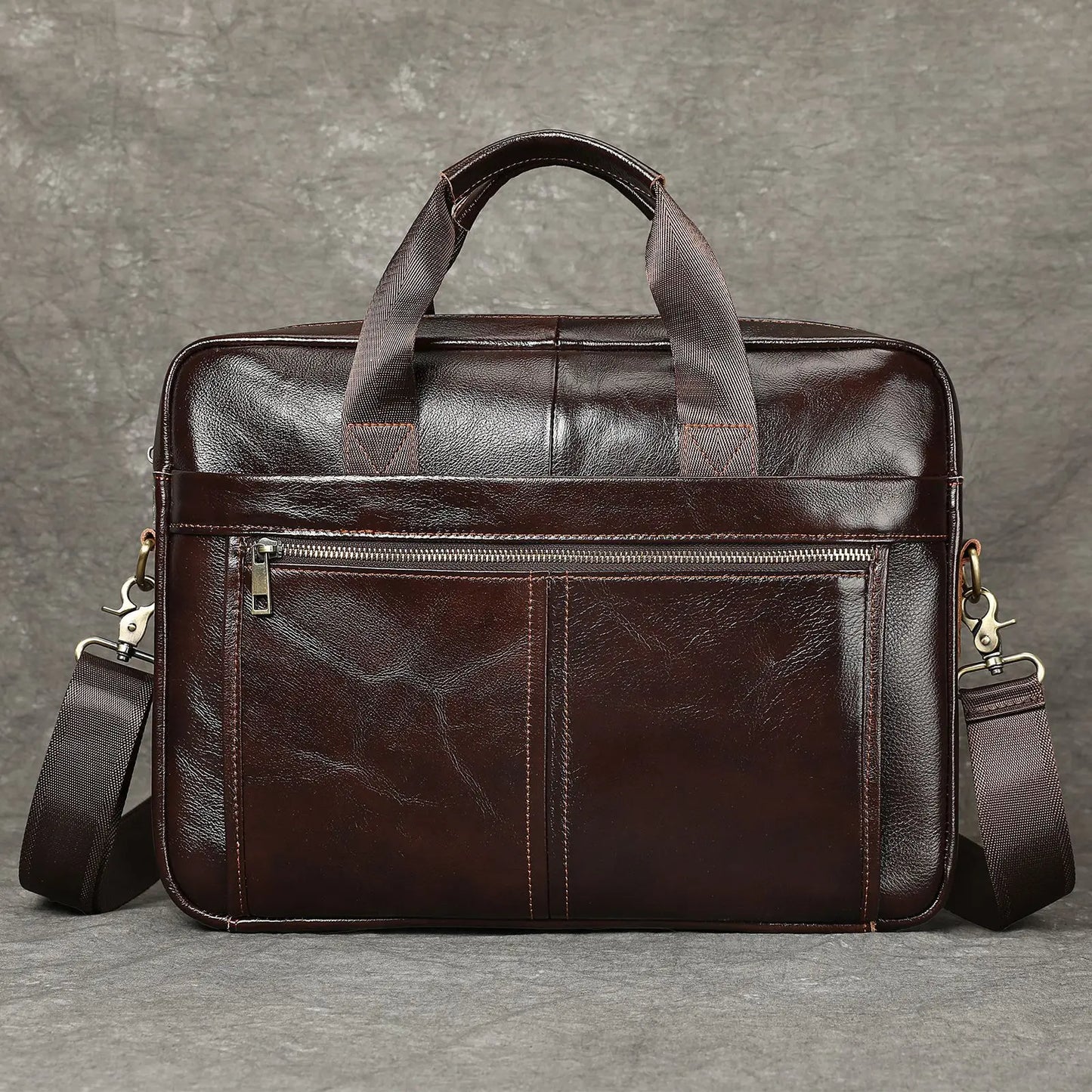Men's Fashionable Genuine Leather Business Briefcase with Large Capacity151-inch laptop handbag made of top-grade cowhide