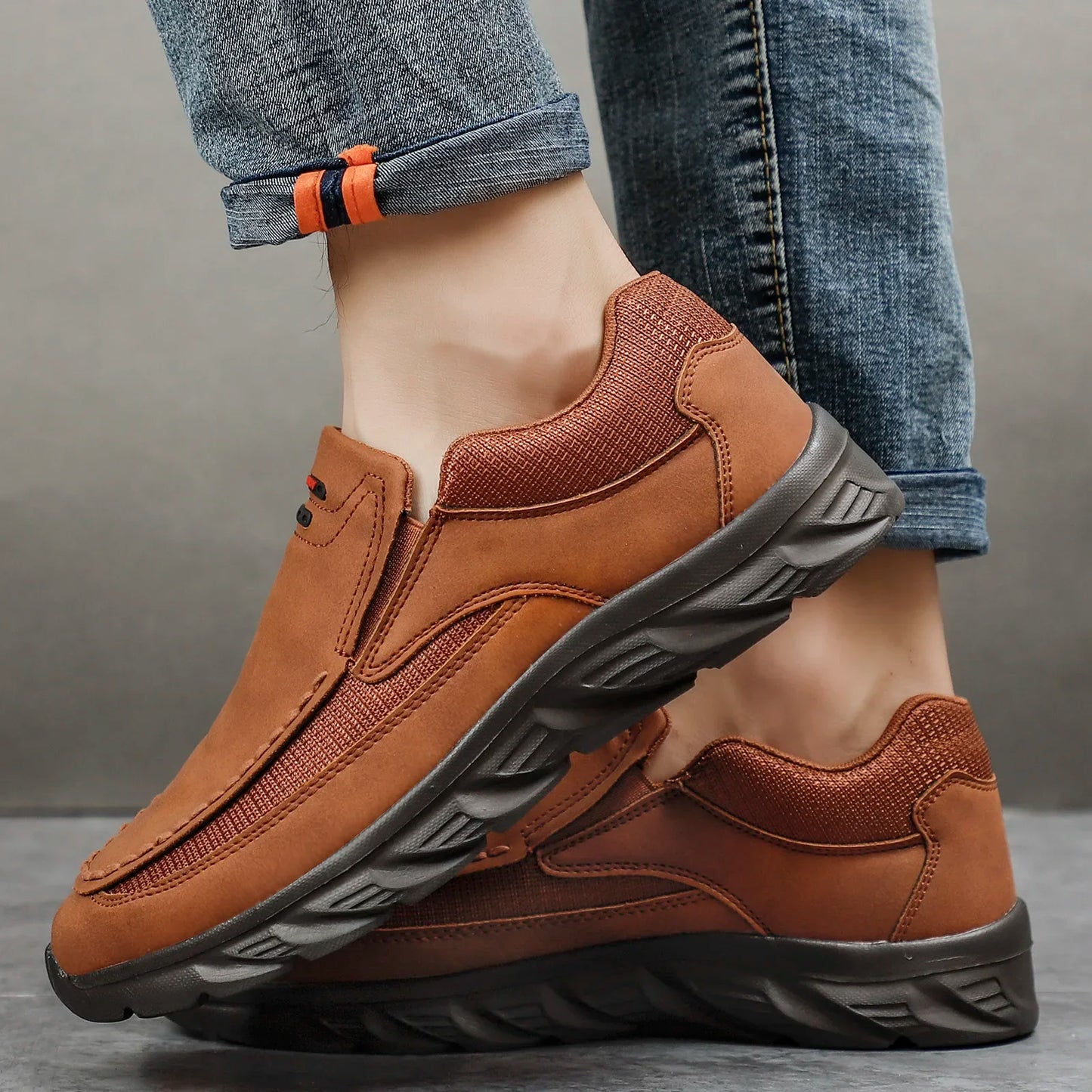 Men Leather Casual Shoes Breathable Loafers Men Sneakers 2024 New Male Comfortable Leather Flat Footwear Sneakers Men Shoes
