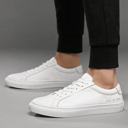 Italian Genuine Leather Men's Shoes 2025 Designer White Shoes Comfortable Walking Shoes Zapatos Para Hombre