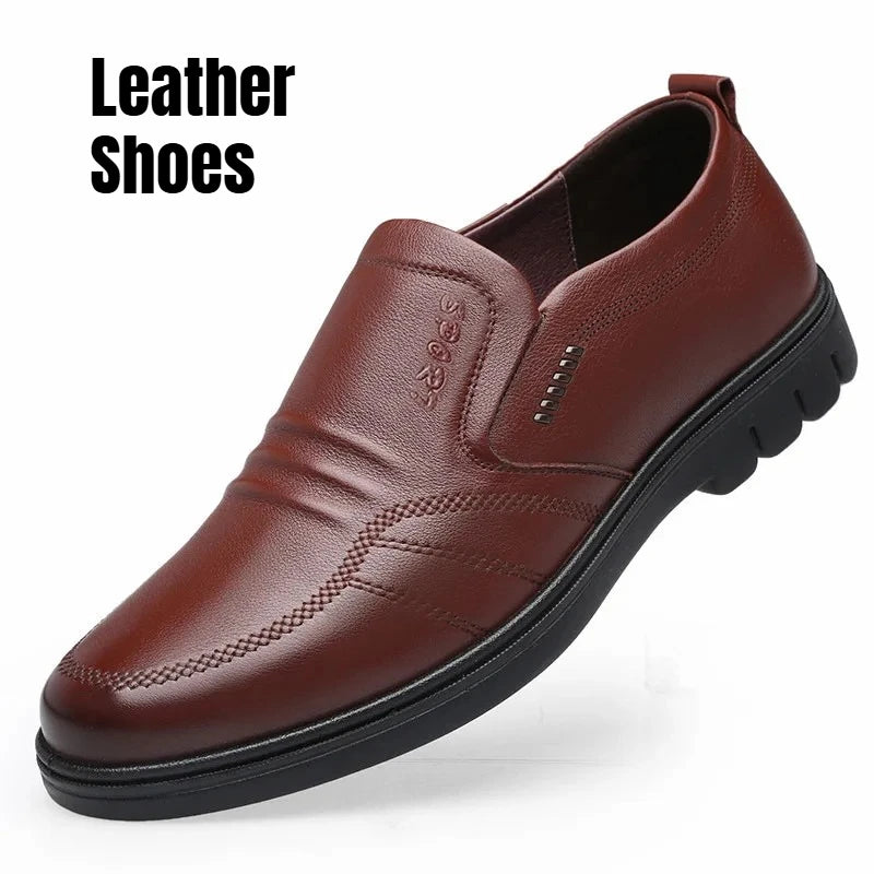 New Business Men Leather Shoes British Style Casual Men Sneakers Soft Breathable Comfortable Non-slip Walking Footwear for Male