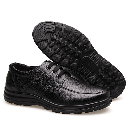Genuine Leather Shoes Flat Mens Casual Shoes Cowhide Business Brand Male Footwear Soft Comfortable Black