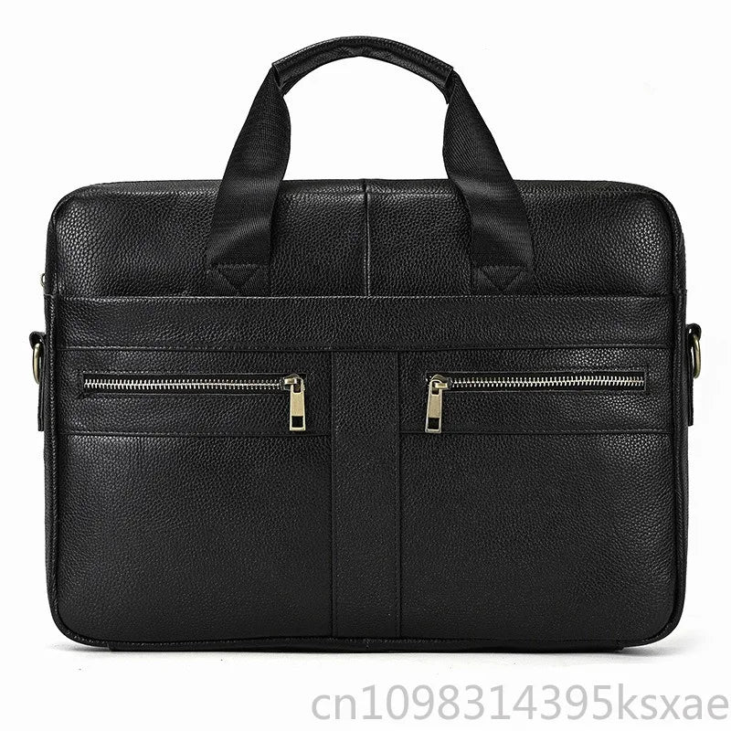 Men's Genuine Leather Briefcase 15.6 inch Laptop Bag Shoulder Messenger Bag Business Travel Professional Work Bag