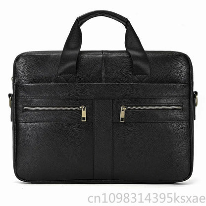 Men's Genuine Leather Briefcase 15.6 inch Laptop Bag Shoulder Messenger Bag Business Travel Professional Work Bag