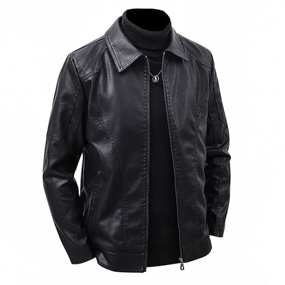 Men's Lapel Leather Jacket Spring Autumn Oversized Slim Motorcycle Riding Suit Streetwear PU Leather Waterproof Work Men Clothes