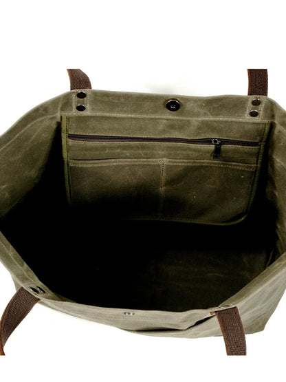 Retro Canvas Leather Men's Shoulder Bag Large Capacity Tote Bag Laptop Bag Artistic Style Casual Single Shoulder Handbag