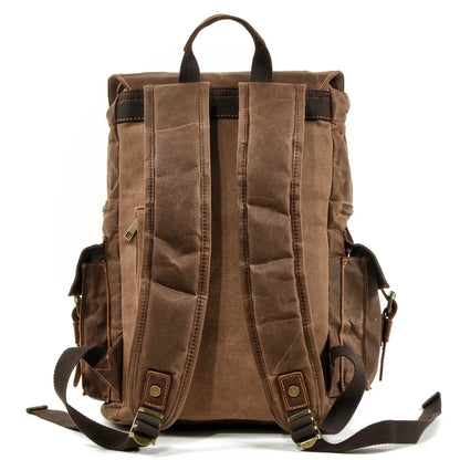Vintage canvas backpack Leather canvas Backpack Backpack 15-inch laptop tote satchel Academy Shoulder Hiking bag