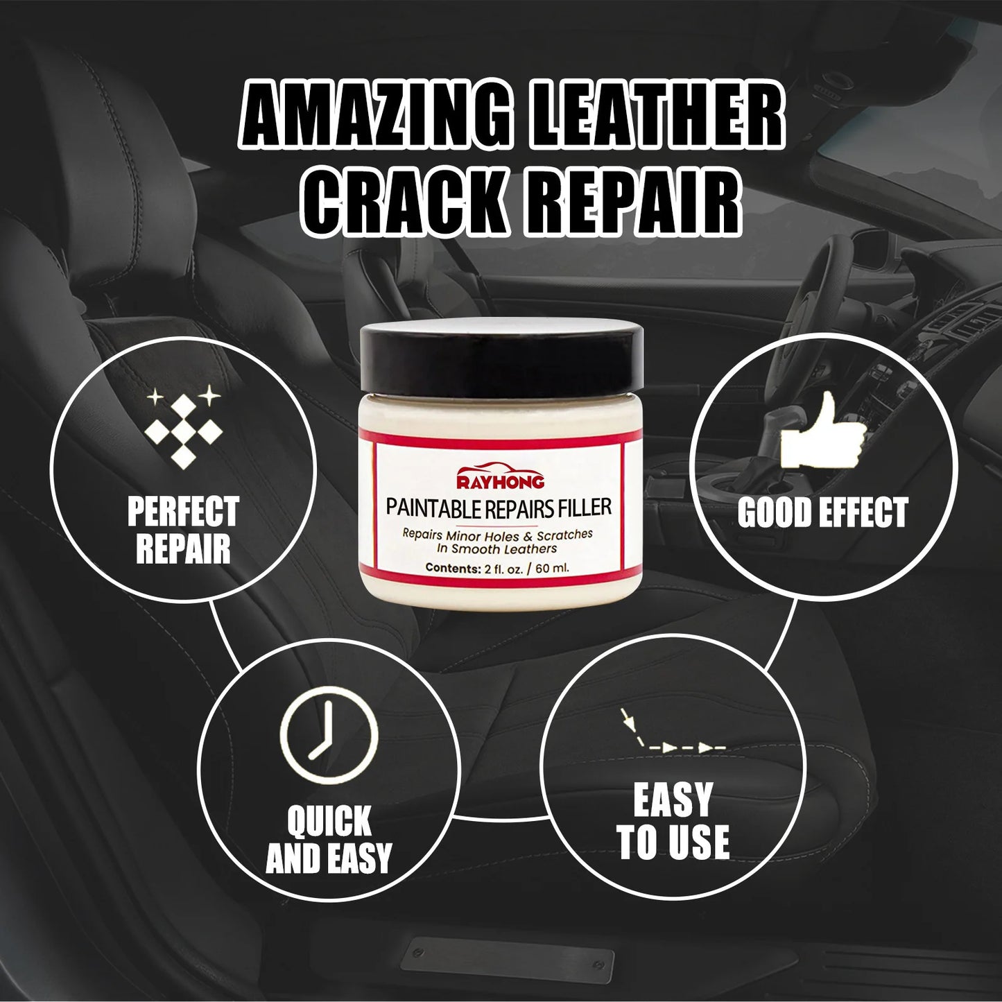 Leather restoring paste 60ml Natural Leather Filler Repair Compound Leather Restoration Cream For Tears Crack Burns Holes Filler