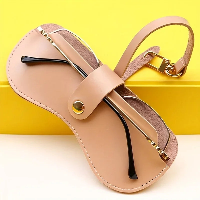Soft Leather Sunglasses Bag- Leather Glasses Case Holder Portable Slim Sunglasses Pouch Eyeglass Case