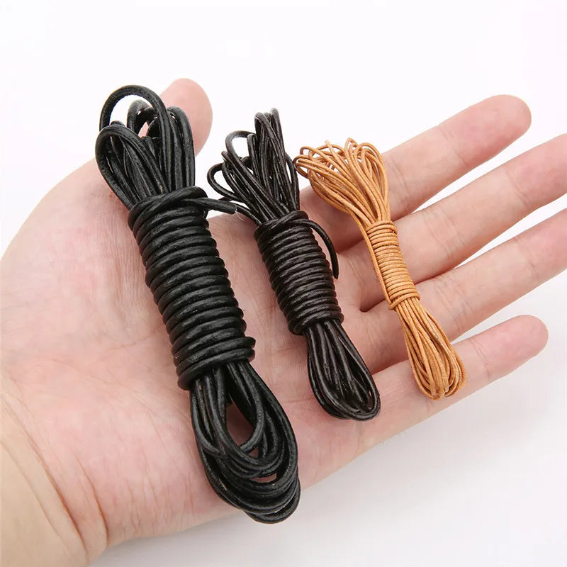 2meters 1 2 3 4 5 6 8 mm Leather Cord Thread Round Real Leather Rope Bracelet String For Diy Jewelry Making Necklace Accessories
