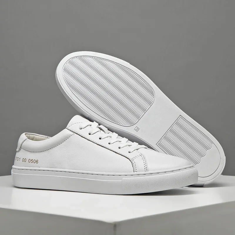Italian Genuine Leather Men's Shoes 2025 Designer White Shoes Comfortable Walking Shoes Zapatos Para Hombre