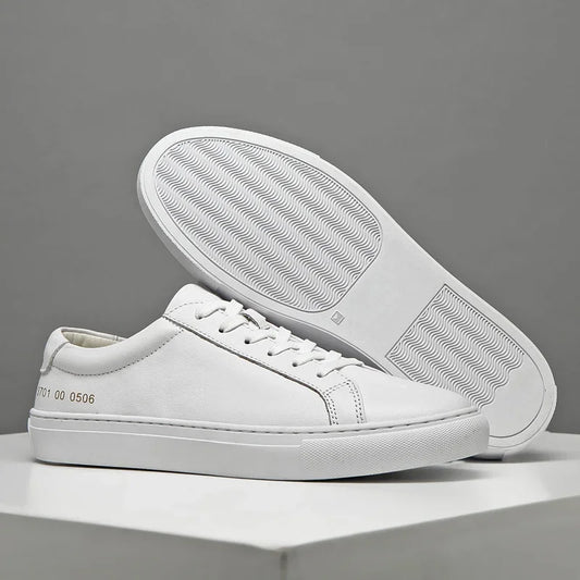 Italian Genuine Leather Men's Shoes 2025 Designer White Shoes Comfortable Walking Shoes Zapatos Para Hombre