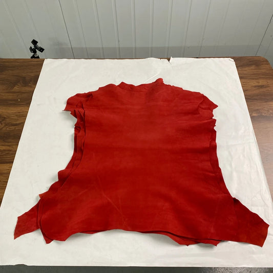 1pc High-Quality Soft Red Lamb Suede Top-Grain Sheepskin Leather, About 0.9mm Thick, Suitable for DIY Crafts, Wallets, Bags, Car