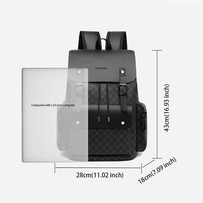 Fashion Men's Backpacks Soft PU Leather Travel Bags High Capacity Laptop Backpack for Student School Bag Male Gift