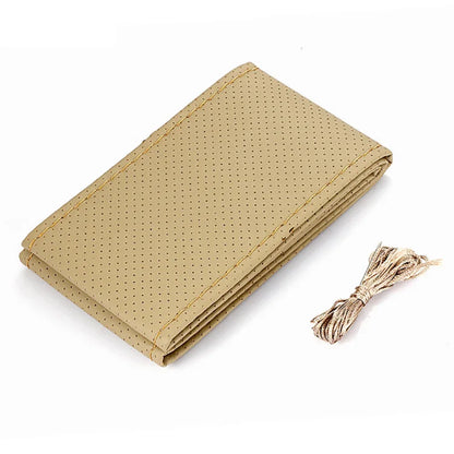 Car Steering Wheel Braid Cover Needles And Thread Artificial Leather Car Covers Suite 5 Color DIY Texture Soft Auto Accessories