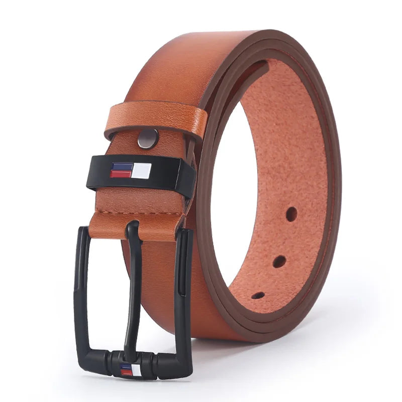 Men's PU Leather Alloy Pin Square Buckle Belt Business Leisure Belts 2023 Fashion Black Coffee Brown Waist Belts for Men