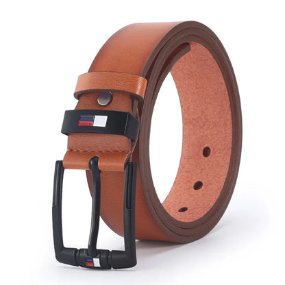 Men's PU Leather Alloy Pin Square Buckle Belt Business Leisure Belts 2023 Fashion Black Coffee Brown Waist Belts for Men