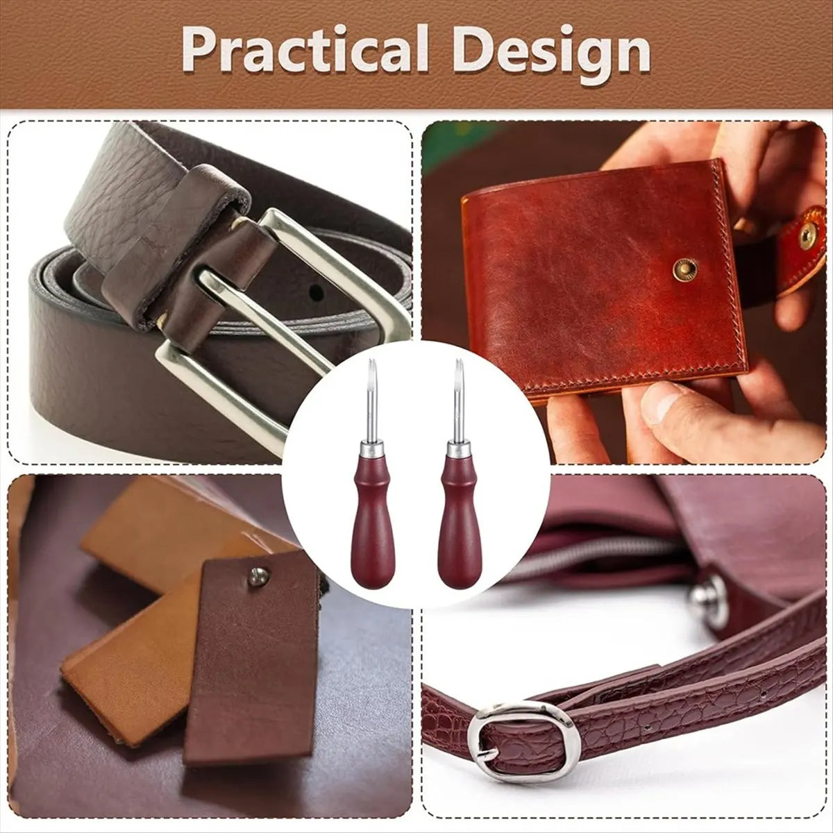 Reliable- Leather Edge Skiving Beveler Set, 2 Pcs Leather Working Tools for DIY Leathercraft, Sizes 1.0 mm & 1.5 mm
