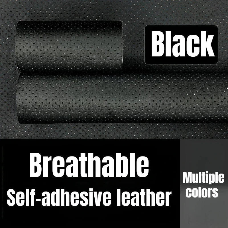Self-Adhesive Perforated Leather Repair Patch, 0.8mm Thick Breathable Faux Leather Sheets for Car Seat Sofa Furniture Repair