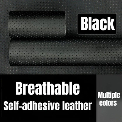 Self-Adhesive Perforated Leather Repair Patch, 0.8mm Thick Breathable Faux Leather Sheets for Car Seat Sofa Furniture Repair