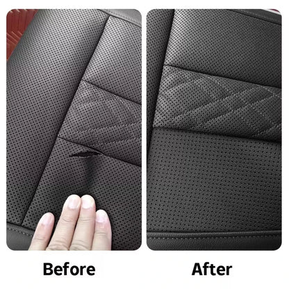 Self-Adhesive Perforated Leather Repair Patch, 0.8mm Thick Breathable Faux Leather Sheets for Car Seat Sofa Furniture Repair