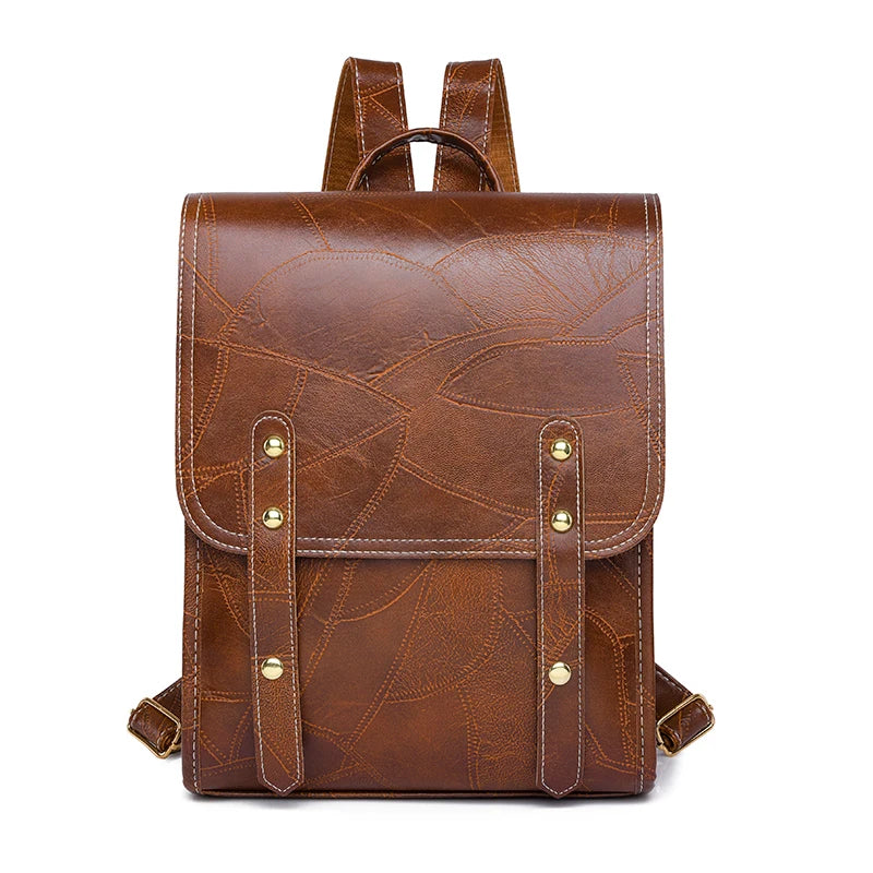New PU leather Fashion Lady High Capacity Waterproof College Backpack Trendy Girls Laptop School Bags Cute Girl Travel Book Bag