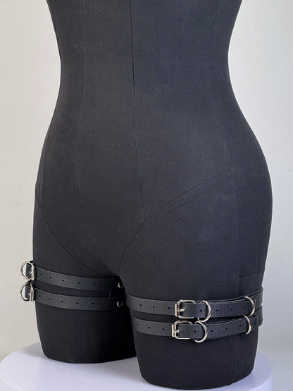 Fashion Women's Leather Thigh Garter, Buckle Garters, Goth Punk Accessories,Suitable for Daily Matching Short Dress and Stocking
