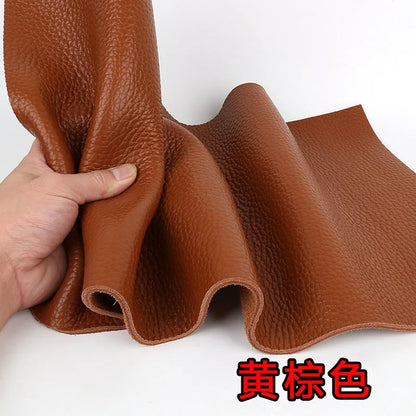 4mm thick cowhide top layer  reddish-brown leather fabric genuine leather table mat sofa  mattress yellowish-brown cowhide