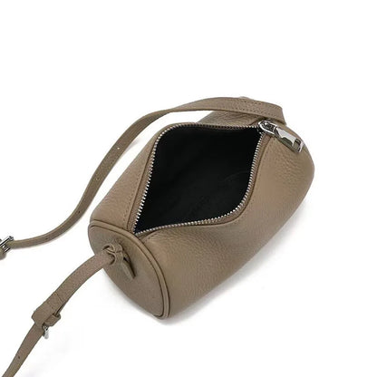 Real Leather Handbag for Women,Soft Leather Tubular Type,Shoulder Crossbody Bag,New Summer Travel Purse,Lady Everyday Phone Bags