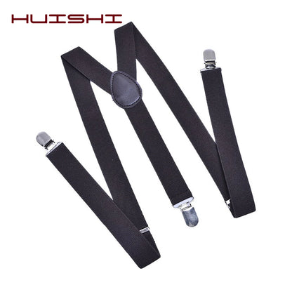 Suspenders Man Bowtie Solid Color Elastic PU Leather Suspenders For Man Belt Adjustable Straps For Wedding Bow Tie Accessories