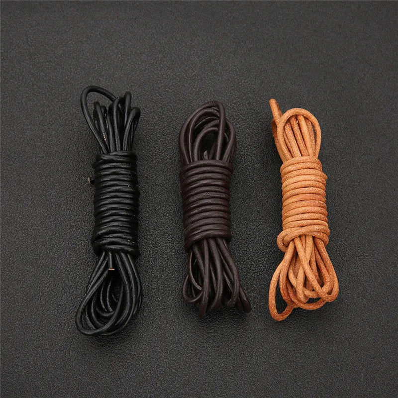 2meters 1 2 3 4 5 6 8 mm Leather Cord Thread Round Real Leather Rope Bracelet String For Diy Jewelry Making Necklace Accessories