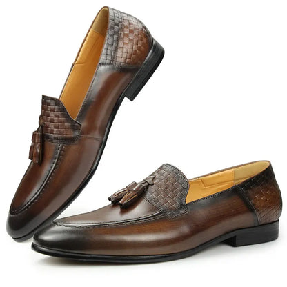 Genuine Leather Men's Shoes Business Formal Pointed Toe Slip-Ons Loafers Shoes British Style Casual Breathable Men Leather Shoes
