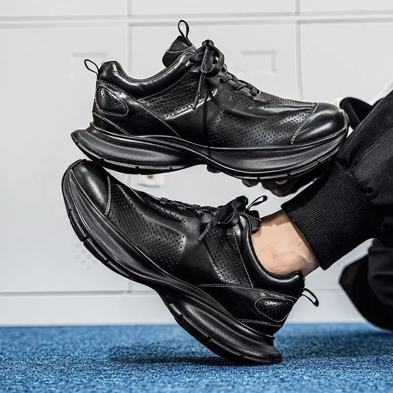 British Style Men's Casual Leather Shoes Luxury Lightweight Outdoor Leisure Baskets Hommes Retro Winter Men's Sneakers man shoes