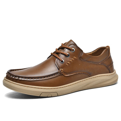 Men's Top Layer Cowhide Leather Shoes Spring Summer Casual Men's Shoes Soft Sole Comfortable Genuine Leather Men's Driving Shoes