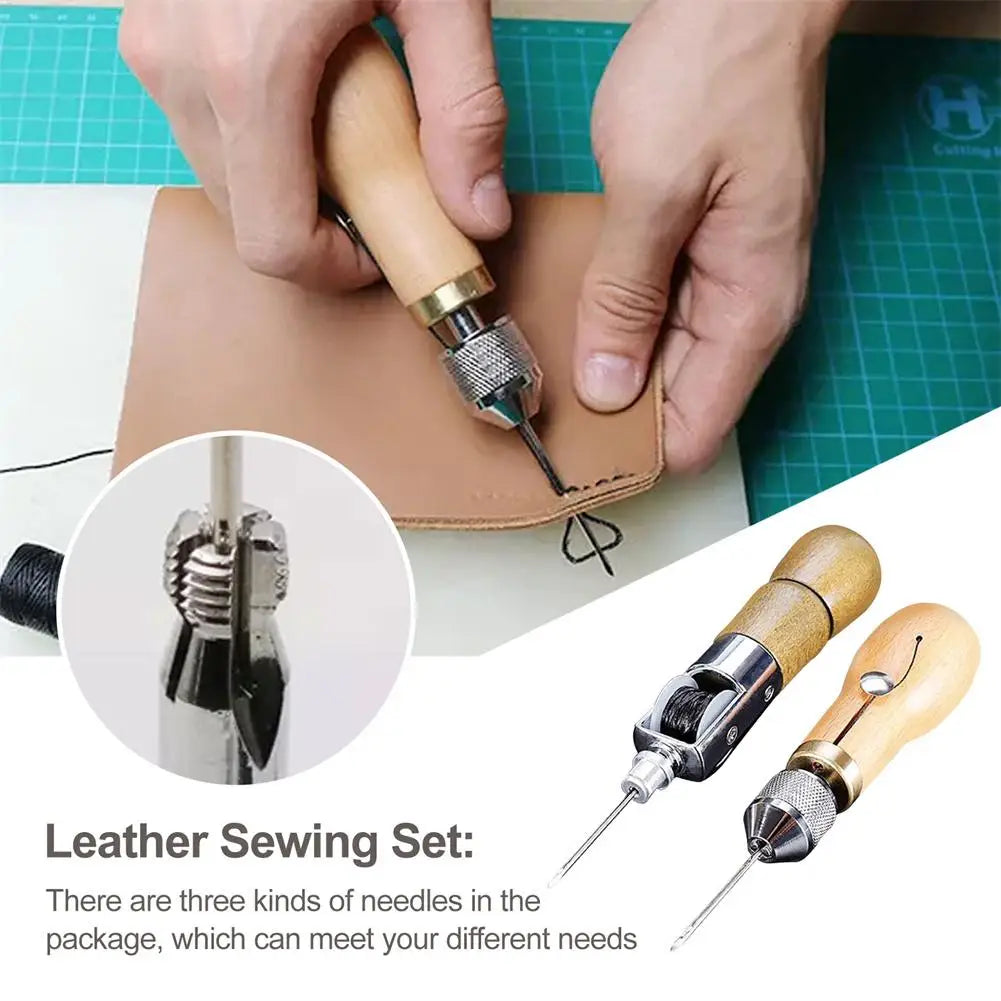 1 Set Leather Sewing Stitching Tool Leather Hand Sewing Machine Waxed Thread Leather Craft Edge Stitching Belt Strips Shoemaker