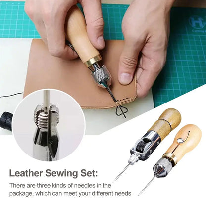 1 Set Leather Sewing Stitching Tool Leather Hand Sewing Machine Waxed Thread Leather Craft Edge Stitching Belt Strips Shoemaker